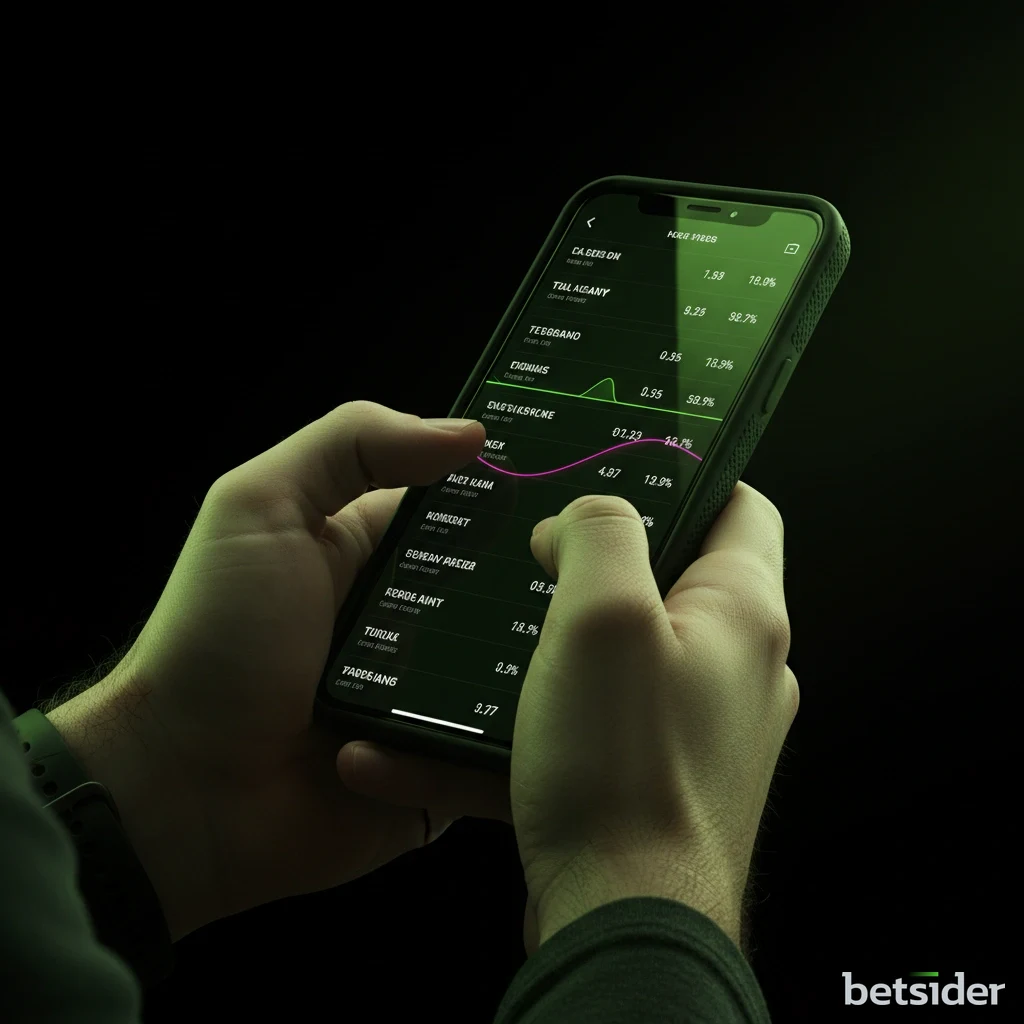 Ecrã de apostas desportivas ao vivo na aplicação móvel da Betsider, mostrando odds para um jogo de futebol.
