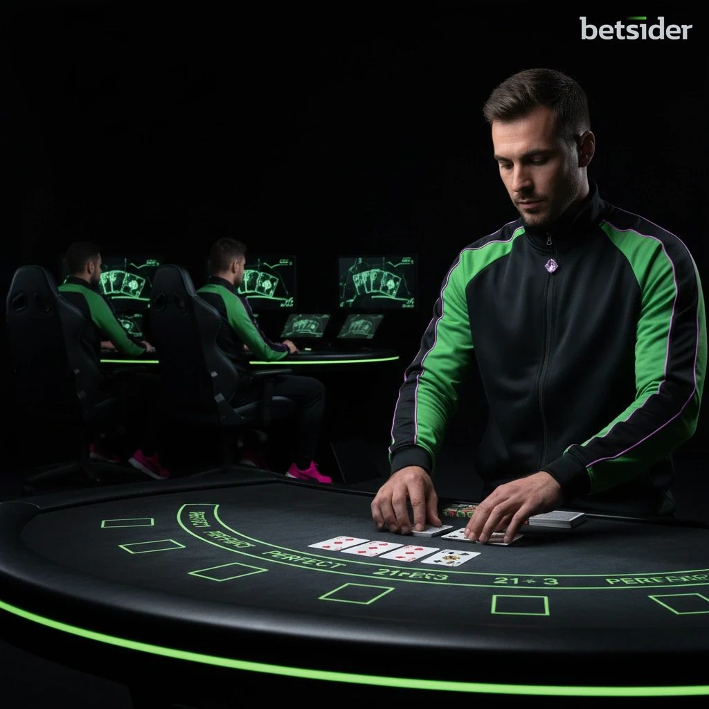 Uma pessoa a segurar um smartphone que mostra uma partida de blackjack online em andamento.
