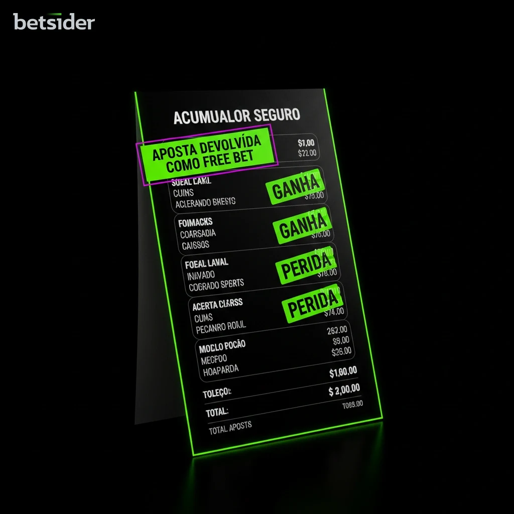 Ilustração do Seguro ACCA da Betsider mostrando um boletim de apostas