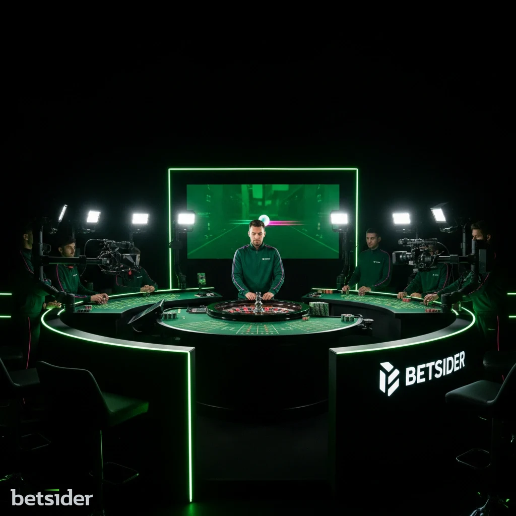 Um dealer profissional a dar cartas numa mesa de Blackjack ao vivo, com a interface de apostas digital visível.
