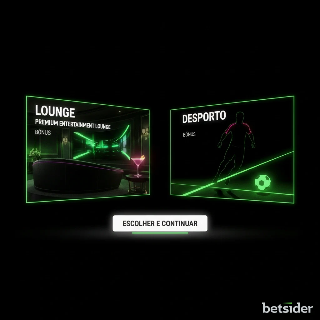 Ecrã de registo da Betsider onde o utilizador escolhe o bónus de boas-vindas.