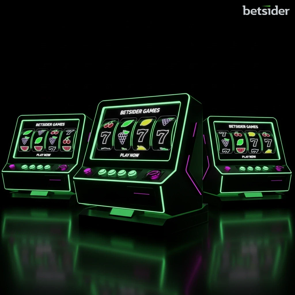 Ecrã de uma slot machine de estilo clássico com três rolos, mostrando símbolos de cerejas e setes da sorte.