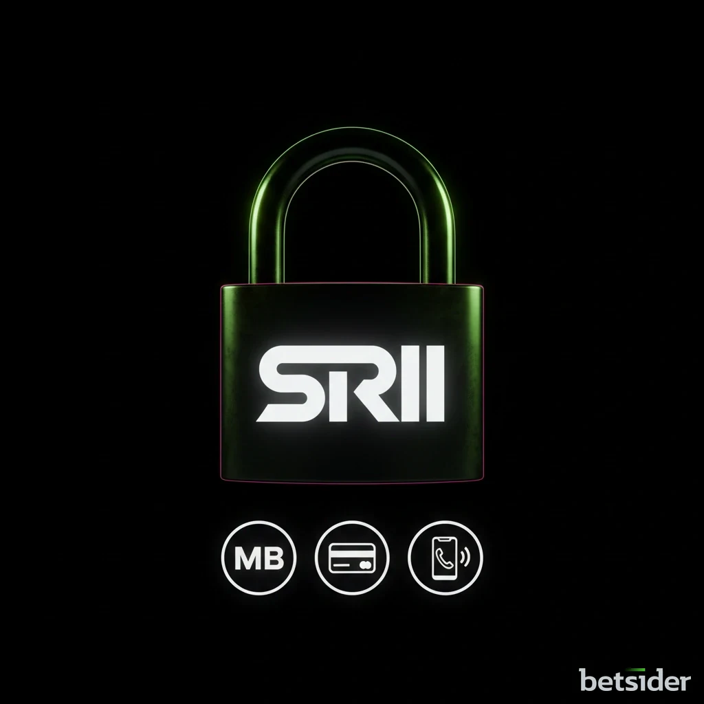 Símbolos de segurança e licenciamento da Betsider, incluindo o logótipo do SRIJ